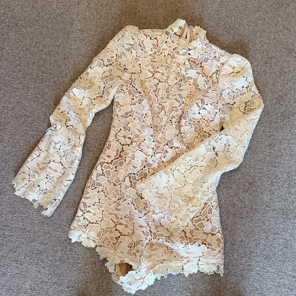 Stone Cold Fox Ivory Lace Mini Dress - Picture 5 of 6
